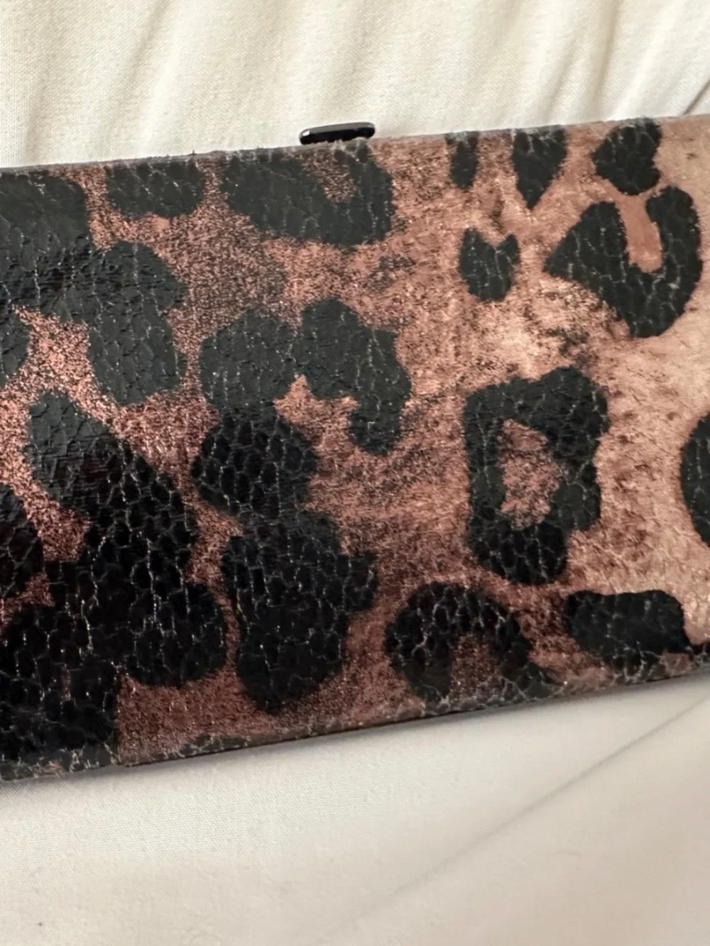 Metallic Leopard-Print Hard-Frame Wallet